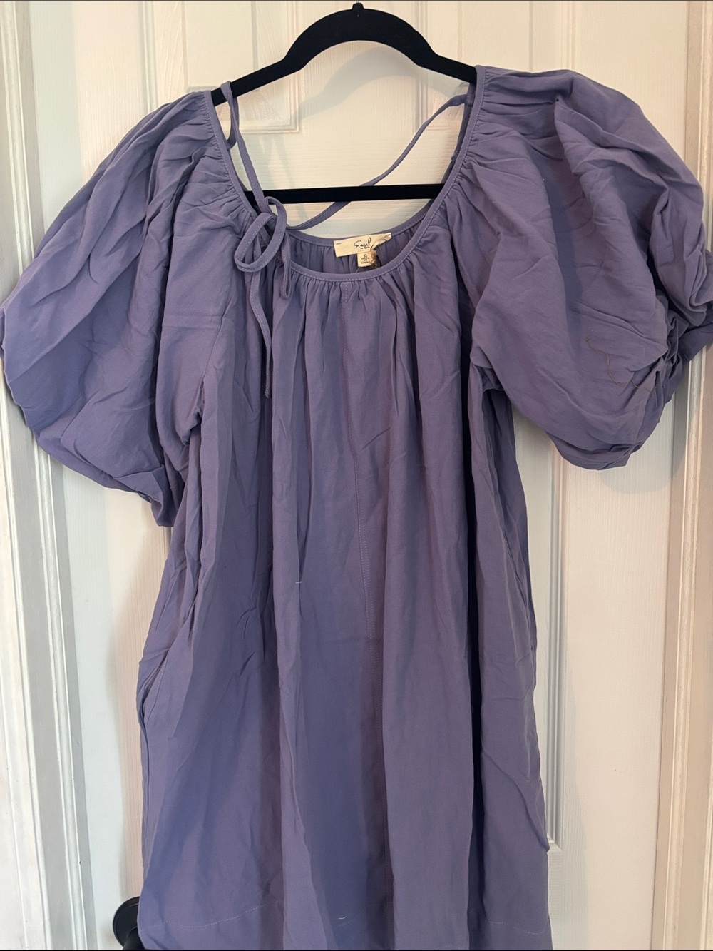 easel Lavender Puff-Sleeve Peasant Tunic Dress
